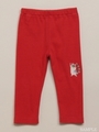 [ベビー]あらいぐまラッキー刺繍付きスパッツ/レッド