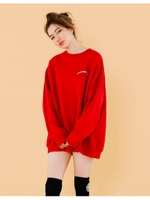 stitched big sweater/RED