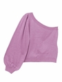 waist ribbon oneshoulder knit/purplepink