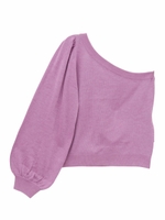 waist ribbon oneshoulder knit/purplepink