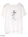 ・Mickey/earthパールショルダーTシャツ/ホワイト