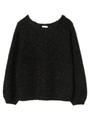 ・カラーネップフェザーニットプルオーバー/ブラック