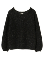 ・カラーネップフェザーニットプルオーバー/ブラック