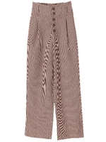 ・チェックハイウエストパンツ/ベージュ