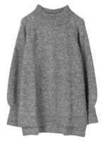 ・モヘヤ混畦ニットチュニック/杢ライトグレー