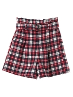 ・起毛チェックショートパンツ/レッド