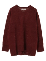 ・後下りVネックプルオーバー/レッド