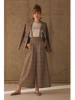 《BLANCHIC》サスペンダー付きワイドパンツ/ブラウンチェック1(051)