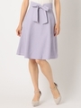 《プチサイズあり》パールベルトハギフレアースカート/ラベンダー