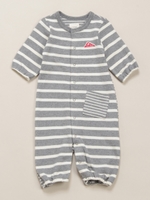 「ベビー」Orangehakka ボーダーカバーオール/杢グレー