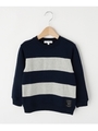【150�まで】裏毛切替ボーダートレーナー/ネイビー(093)