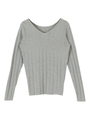 【2019SS先行販売】前後2way長袖ワイドリブコットンニット/杢グレー