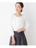 【4(LL)WEB限定サイズ】ジョーゼットラッフルブラウス/ホワイト(001)