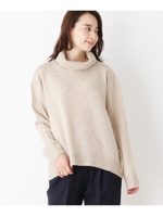 【42(LL)WEB限定サイズ・洗える】ウール混ゆるタートルニット/ライトベージュ(051)