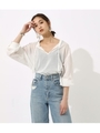 【AZUL BY MOUSSY】TC楊柳スキッパーブラウス/O/WHT