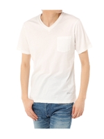 【AZUL BY MOUSSY】カットオフVネック半袖T/WHT