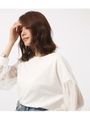 【AZUL BY MOUSSY】チュールボリューム袖プルオーバー/WHT