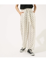 【AZUL BY MOUSSY】ドットウエストリボンワイドパンツ/O/WHT