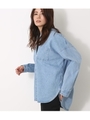 【AZUL BY MOUSSY】バックタック長袖シャツ/L/BLU