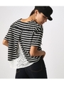 【AZUL BY MOUSSY】バックレース切替半袖プルオーバー/柄BLK