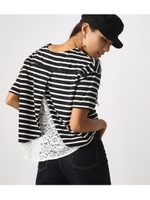【AZUL BY MOUSSY】バックレース切替半袖プルオーバー/柄BLK