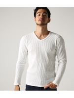 【AZUL BY MOUSSY】ヘビーワッフルVネックプルオーバー/WHT