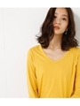 【AZUL BY MOUSSY】ベーシックVネック長袖プルオーバー/YEL
