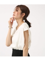 【AZUL BY MOUSSY】マーセライズドフレンチスリーブVネックプルオーバー/WHT