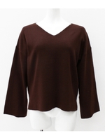 【Alluge】バックレースアップVネックTOPS/ブラウン(015)