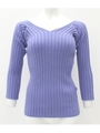 【Alluge】リブカラーニットトップス/ブルー(019)