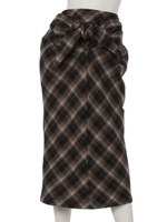 【Ca】ウール混ウエストリボンチェックスカート/YLW