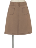 【F i.n.t】ステッチ使い台形スカート/BROWN