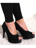 【LATINA】オープントゥプラットフォームパンプス/ブラック(027)