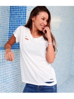 【anap Latina】 スラブダメージゆるTシャツ/ベージュピンク(047)
