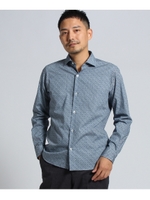 【PNJ】籠目プリントドレスシャツ[ メンズ シャツ ]/ブルー(492)