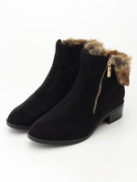 【Rew de Rew】ファー付サイドジップブーツ（8R18-BT09）/グレークロ