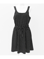 【Sandie anap】ドットタンクフレアリボン付ワンピース/ブラック(027)