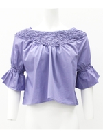 【Settimissimo】スモッキングコットンブラウス/サックスブルー(020)