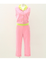 【UNDER ANAP】バイカラー襟付オールインワン/ピンク(008)