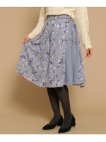 【WEB・一部店舗限定】Supreme.La.La.　異素材フラワーラップ風スカート/グレー(112)