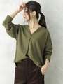 【WEB限定】カットジョーゼットスキッパーブラウス/モスグリーン