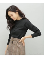 【WEB限定】ハニカムヘンリーネックトップス/ブラック