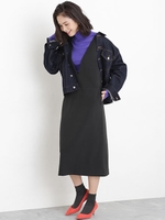 【WEB限定】二重織Iラインジャンパースカート/ブラック