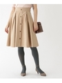 【WEB限定サイズ（LL）あり】フロントボタンタックスカート/ベージュ(052)