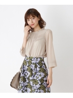 【WEB限定プライス】ピンタックシフォンブラウス/ライトベージュ(051)