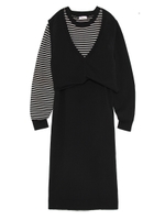 【emmi atelier】VネックアシメニットOP/BORDER