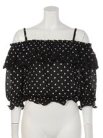 【sw】フリル刺繍オフショルブラウス/ブラック