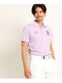 【クールコア】【UVカット】 襟裏 ボーダー 半袖 ポロシャツ メンズ/ライトパープル(081)