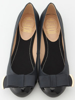 【Funny　show】ベタリボン切替フラットシューズ