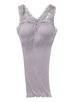 【シルク55％混でしっとりなめらかな肌ざわり】シルクレーヨンパデットタンク/モーヴグレー